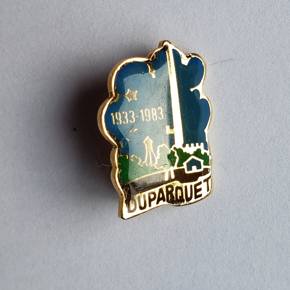 1933 to 1983 Duparquet Enamel Gold Tone Metal Brooch Lapel Pin